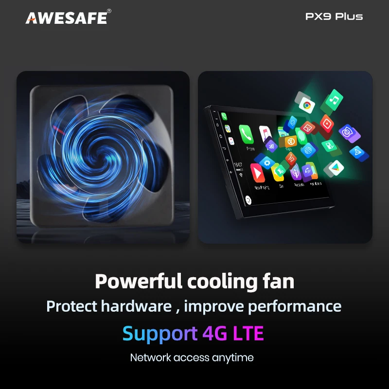 راديو سيارة AWESAFE AI 4G LTE لاسلكي CarPlay أندرويد لسيارة Toyota Tacoma 2005 2006 2007 2008 2009-2015 GPS Navi BT DSP RDS FM