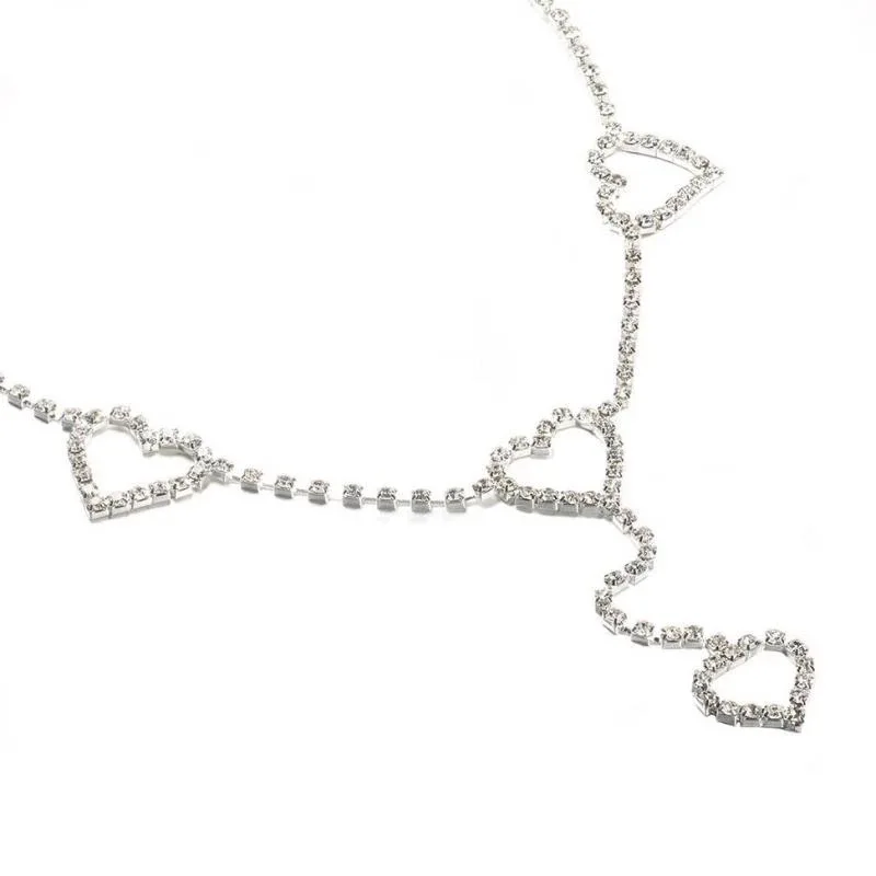 Fashionable Single-layer Heart Pendant Rhinestone Waist Chain Street Photography Women\'s Body Chain Jewelry