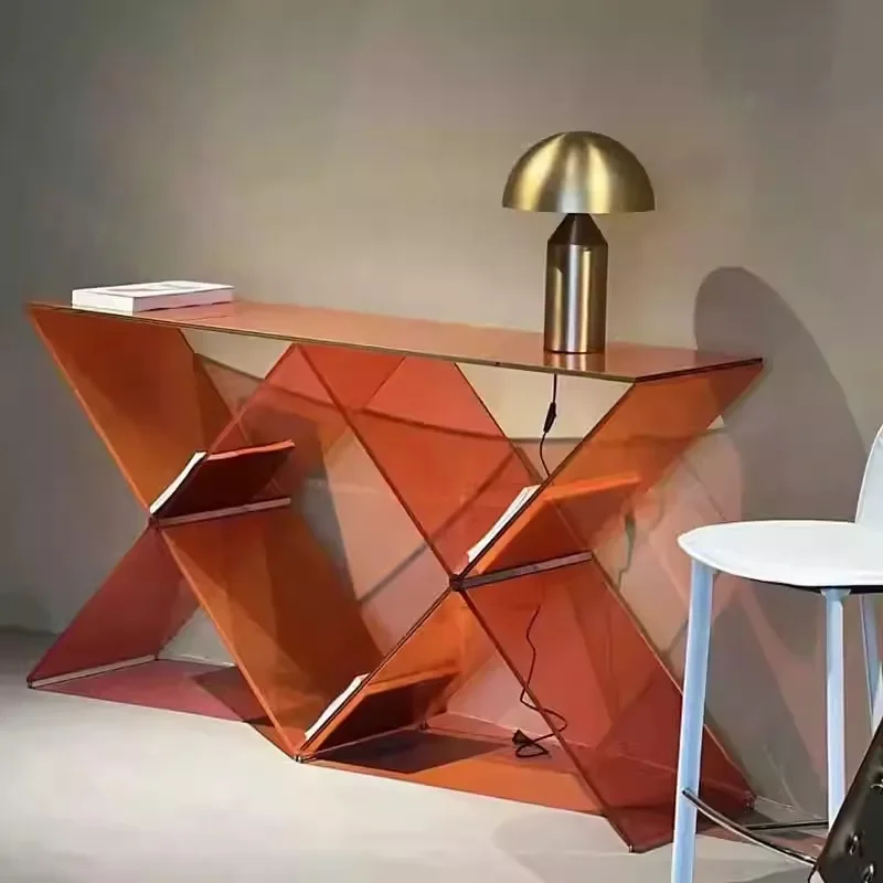 

Italian stained glass entrance table against the wall entrance table modern creative art plan entrance cabinet