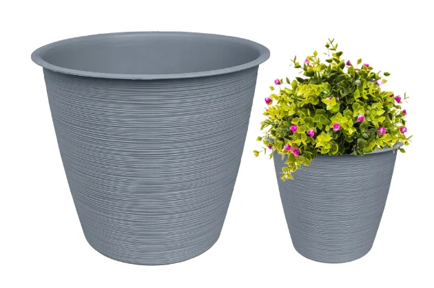 Plastic bloempot rond transparant grijs 20 cm Furu