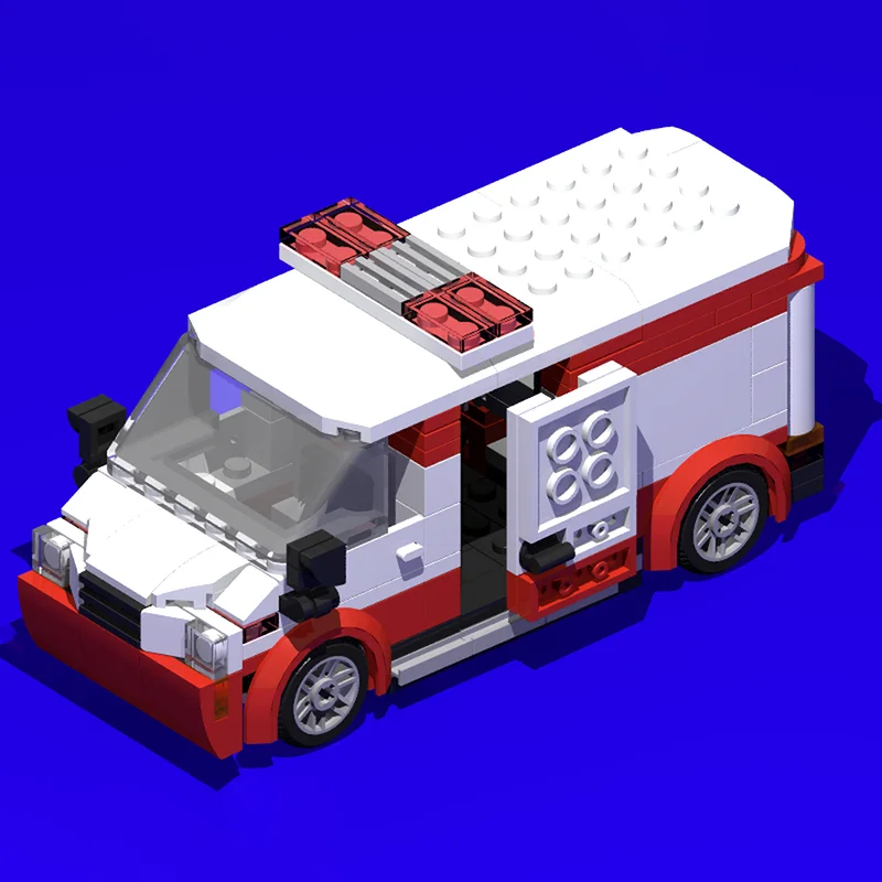 รถเมืองรุ่นโมคบล็อกตัวต่อรถพยาบาลเมืองรุ่นเทคโนโลยีอิฐ DIY ประกอบก่อสร้างของเล่นวันหยุดของขวัญวันเกิด