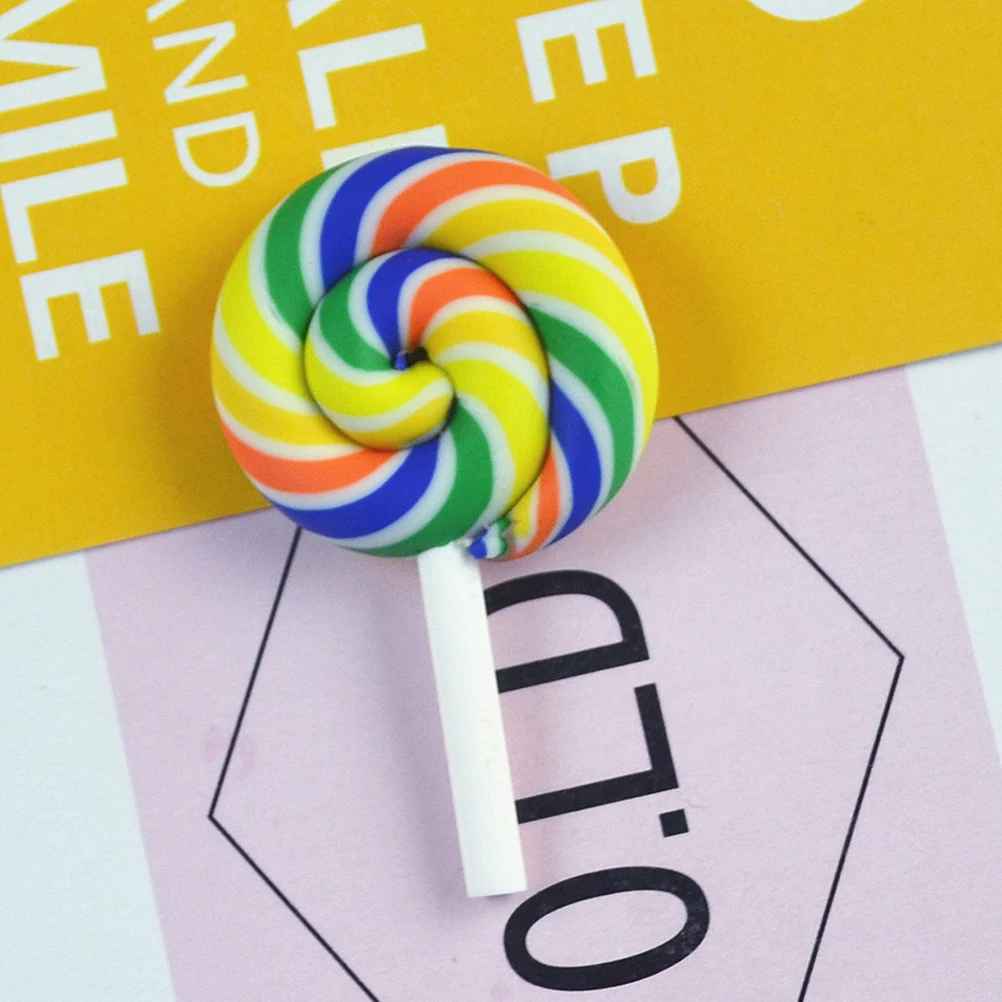 

12pcs Sweet Polymer Clay Lollipop Soft Ceramic Candy Decorative Hair Accessories Diy Crafts Phone Charm Pendant Earrings