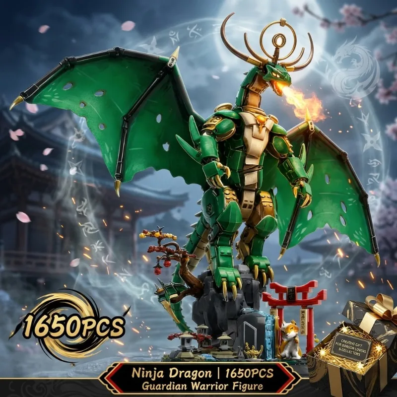 

Набор строительных блоков «Дракон-ниндзя» из 1650 деталей, фигурка воина-хранителя — большой конструктор для самостоятельной сборки, креативный подарок для любителей драконов и коллекционеров