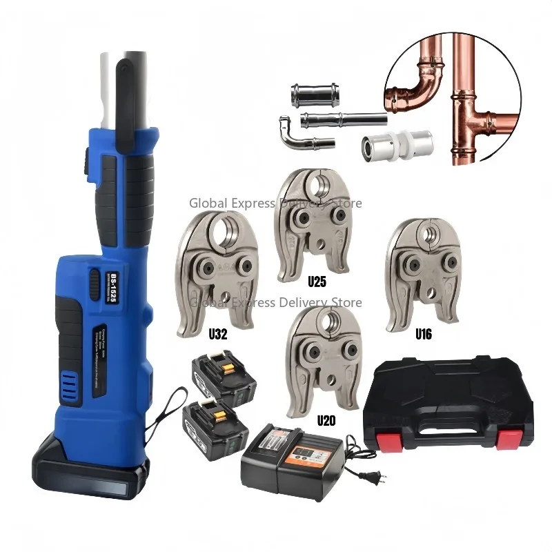 

Professional Cordless Pressing Tool Kit for Copper PEX Plastic Pipes Crimping Jaw U16-32mm for Narrow Spaces Industrial Battery