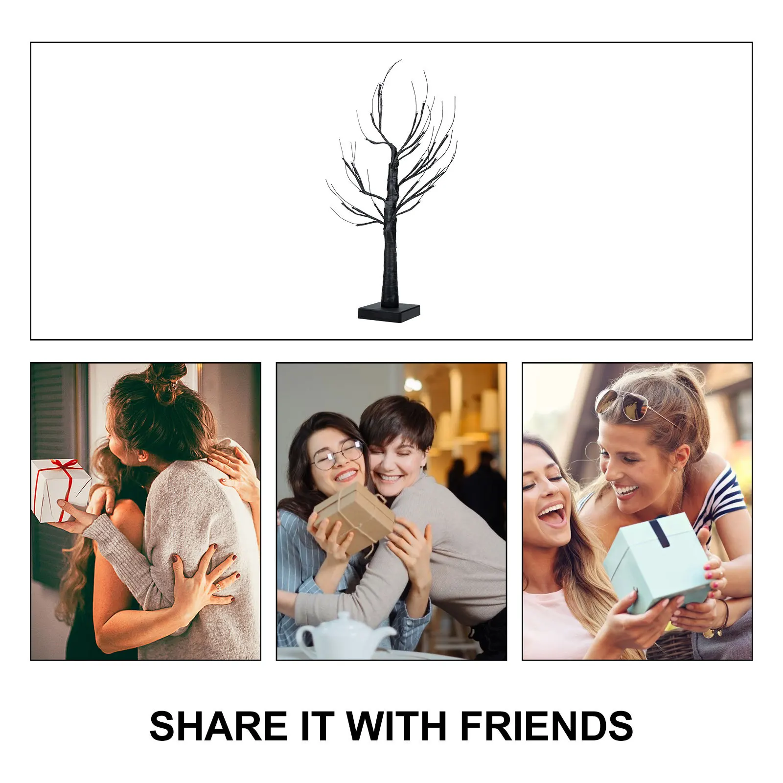 

LED Lighted Birch Tree Operated Branch Table Lamp Square Stand Powered Relax Warm Atmosphere Birch Tree Lamp