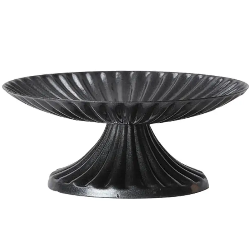 Wrought Iron Candle Holder Black Iron Candle Holders Retro Striped Round Base Pillar Candle Stand Decorative Candlestick Holder