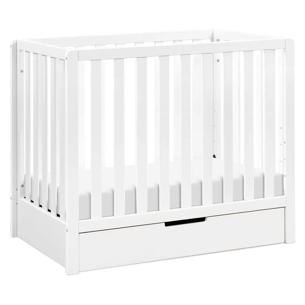 

4-in-1 Convertible Mini Crib with Trundle and Undercrib Storage, White, Greenguard Gold Certified
