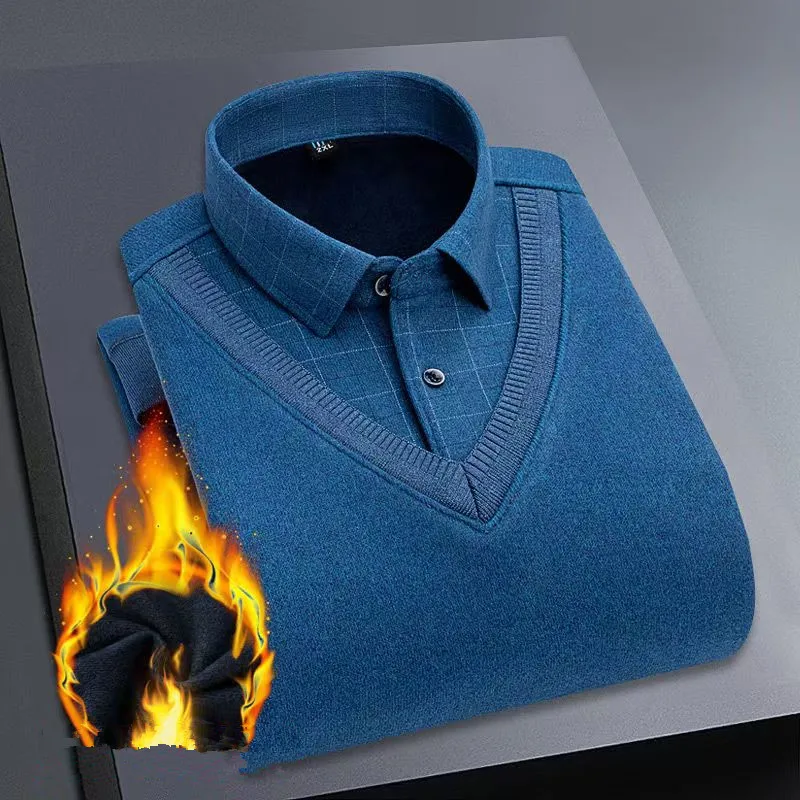 2026 الخريف الشتاء الرجال الصوف قميص دافئ الذكور موضة الطباعة طويلة الأكمام الأعمال كبيرة الحجم قميص منقوشة سميكة الدافئة قميص M-6 XL