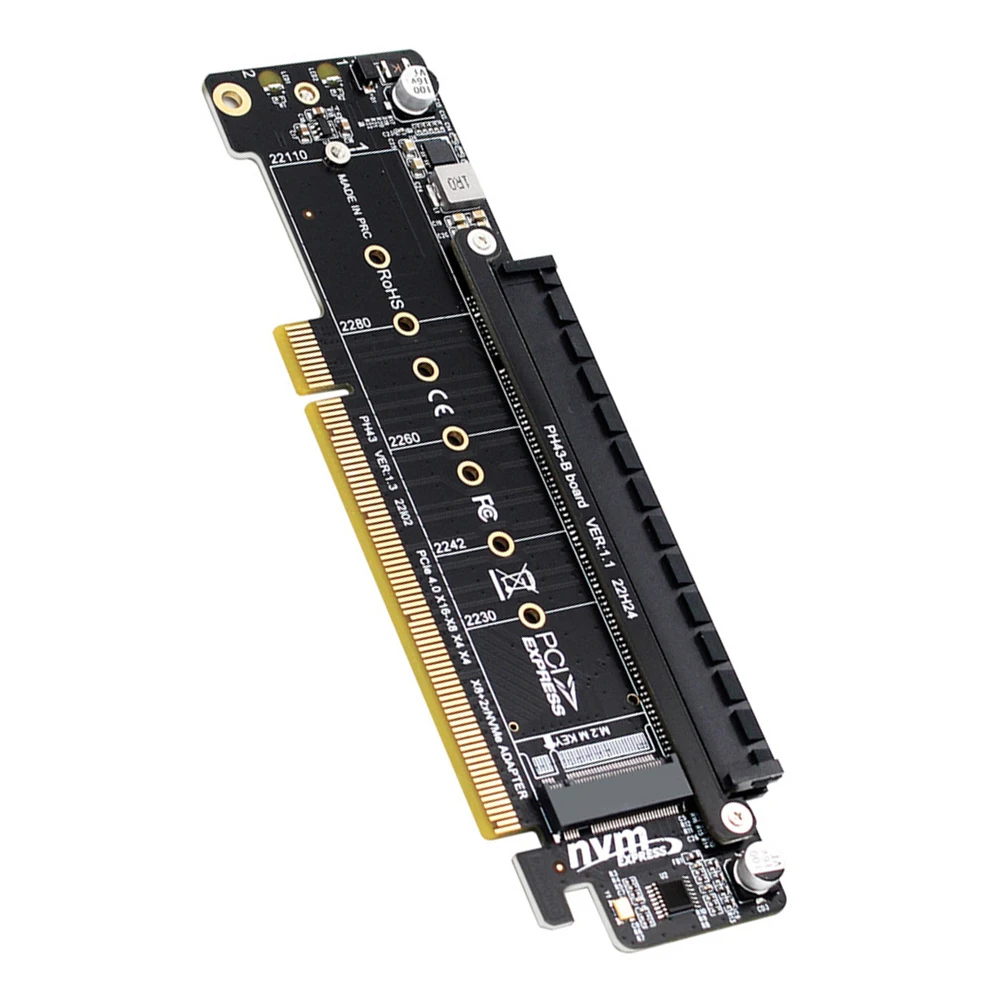 PCIE4.0 Split Expansion Riser Card PCIE X16 TO X8+X4+X4 Adapter Card 2x M.2 NVME Input Port Support 2280/2260/2242/2230 SSD