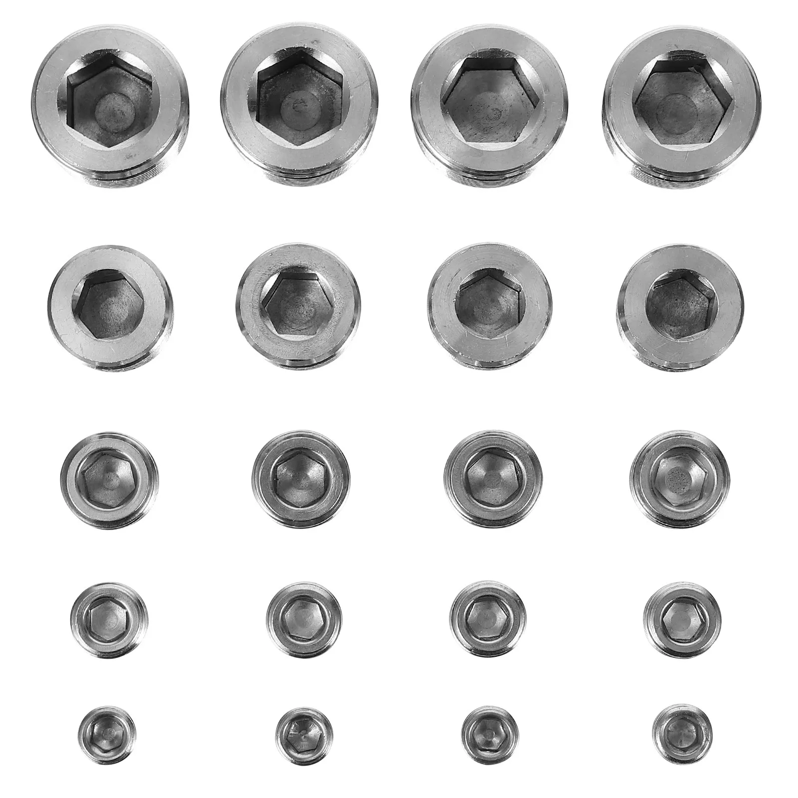 1Set Stainless Steel Internal Pipe Fitting Plug 5 Size Replacement Countersunk Tubing End Cap Anti Corrosion Water Gas