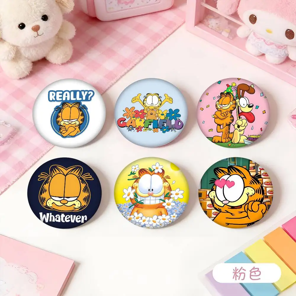 1pc G-Garfields Cartoon Style Badge Brooches On Backpack Decoration Round Enamel Pins For Accessorys