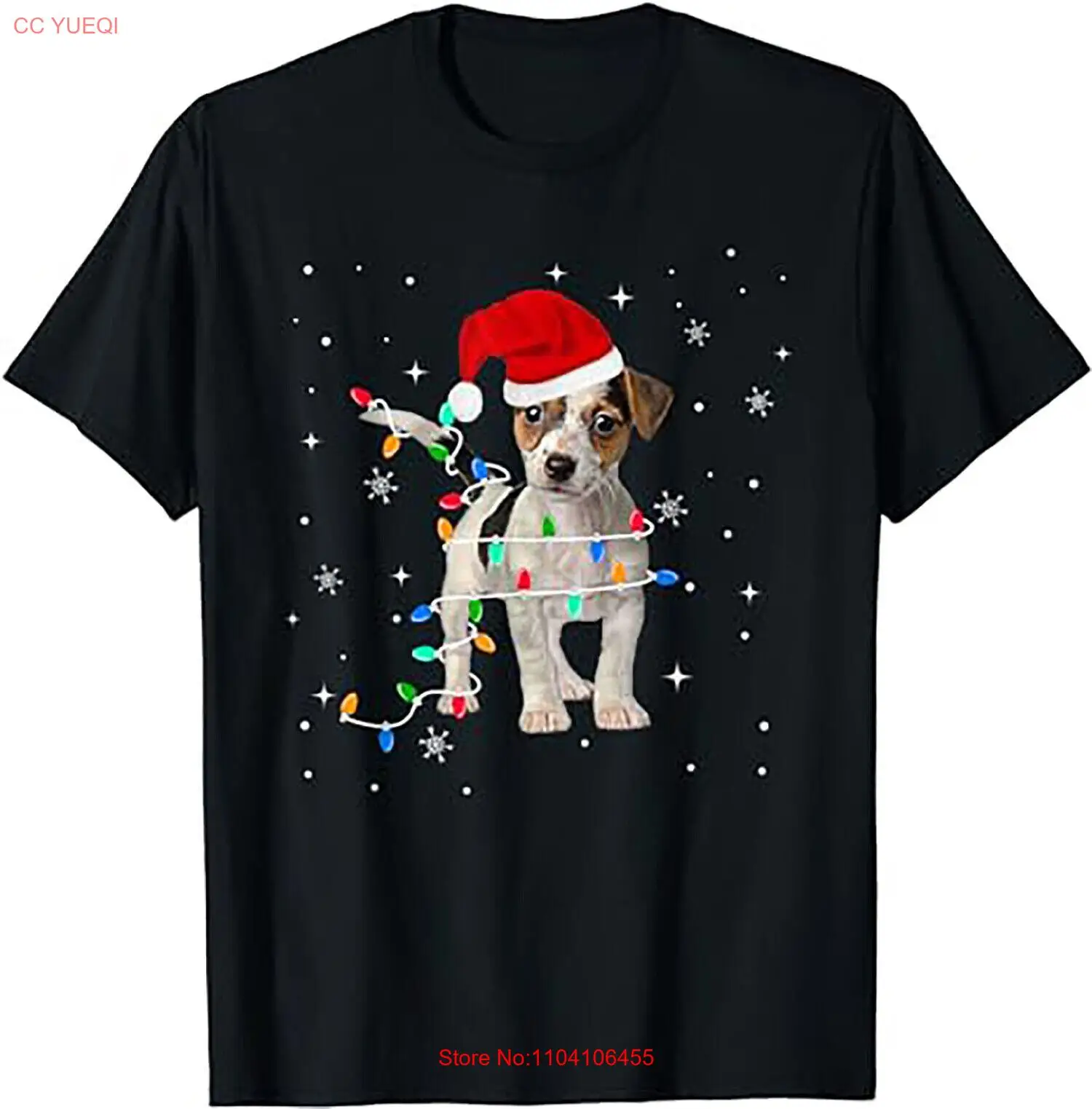 Funny Jack Russell Terrier Christmas Light Dog Puppy Xmas T-Shirt.