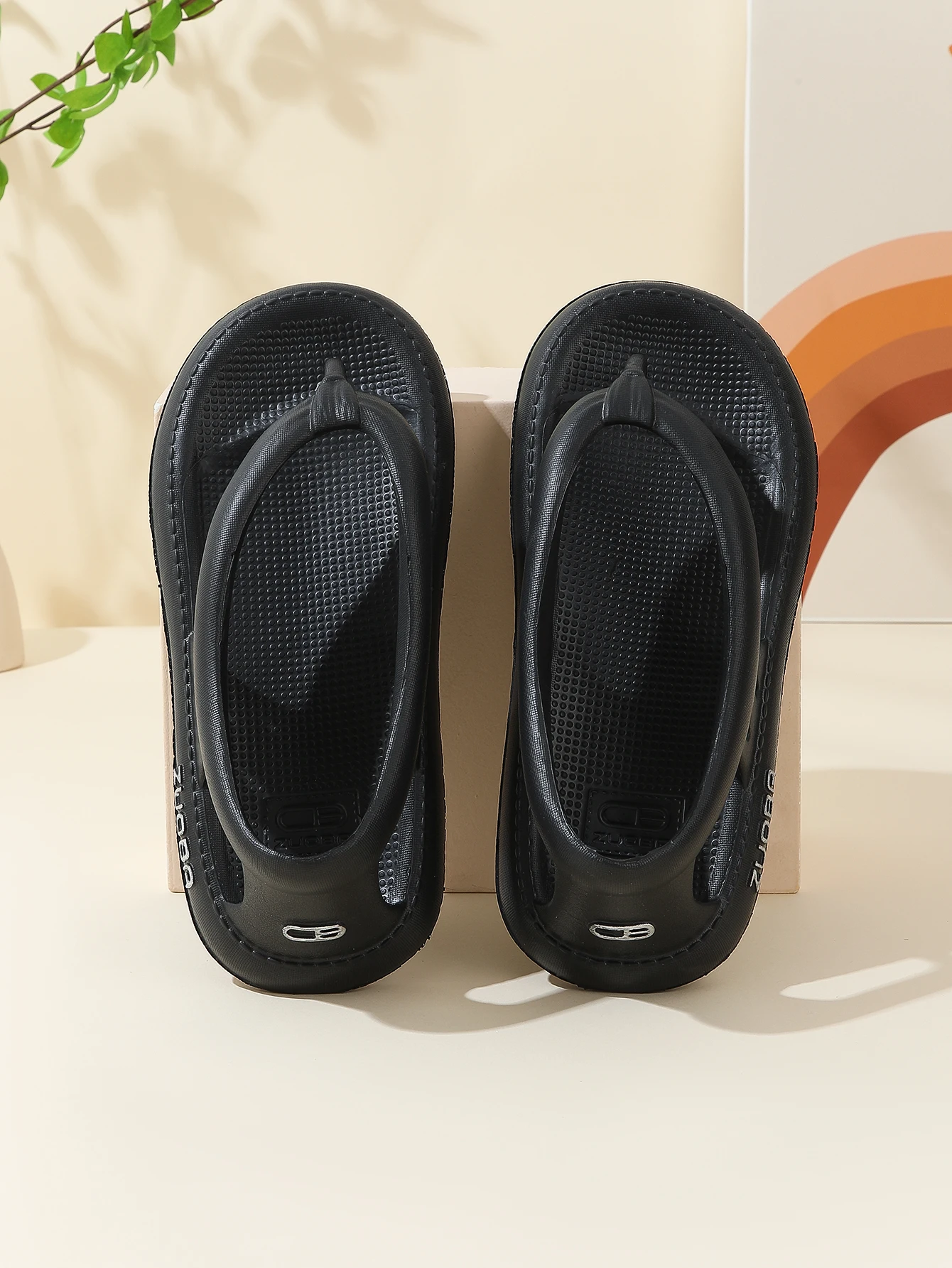 Flip-flops with heel for men and women in summer, non-slip, durable and wear-resistant, flip-flops with heel, thickened slippers