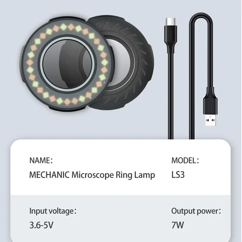 Imagem -06 - Mecânico Original Ls3 Microscópio Anel Lâmpada 7w Fonte de Luz Led Tri-color Multi-nível de Ajuste de Brilho Lâmpada de Proteção para os Olhos