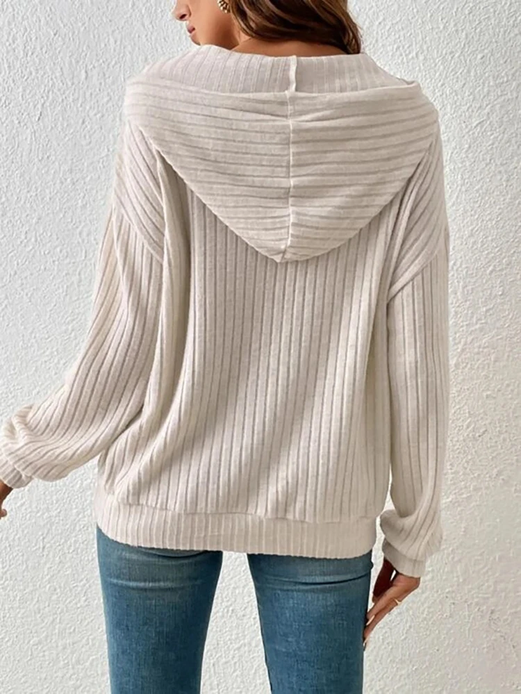 Autumn and winter new cross-border European and American women\'s knitwear hooded pit kangaroo pocket hoodie