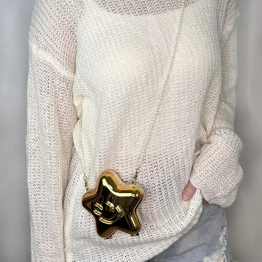Fashion Gold Pentagram Shoulder Bag for Women Mini Lipstick Bag Designer Accessory Bag Cute Banquet Bag