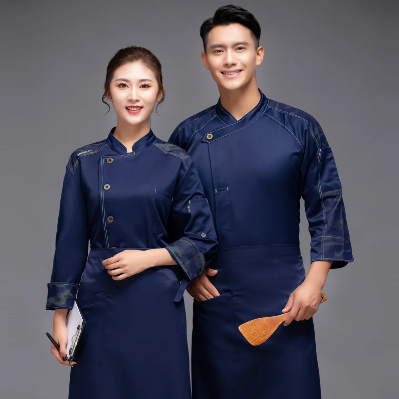 

C336 Chef Uniform Chef Clothes Restaurant Kitchen Cooking Chef Coat Waiter Work Jackets Uniform Overalls Outfit Waiter Coat