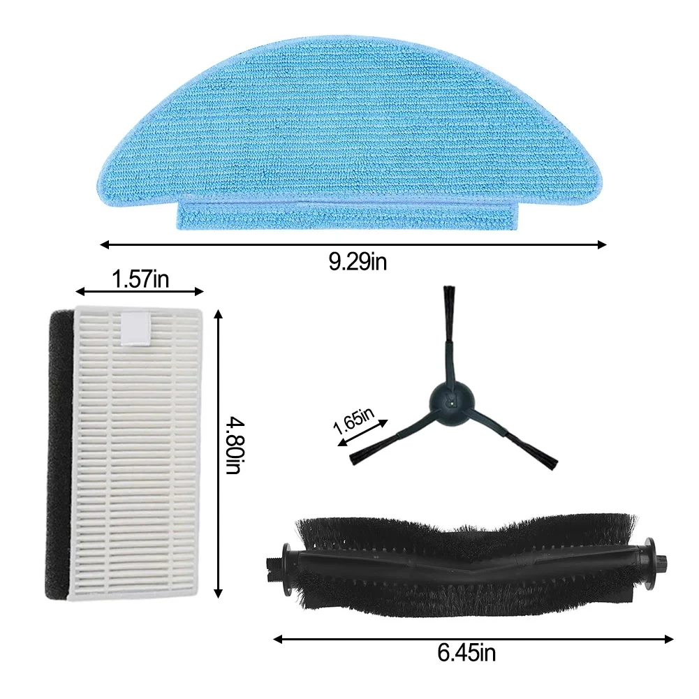 Piezas de filtro de mopa para Robot aspirador, Compatible con Tikom L9000 / Lubluelu SL60D / Laresar L6 Nex, cepillo lateral principal