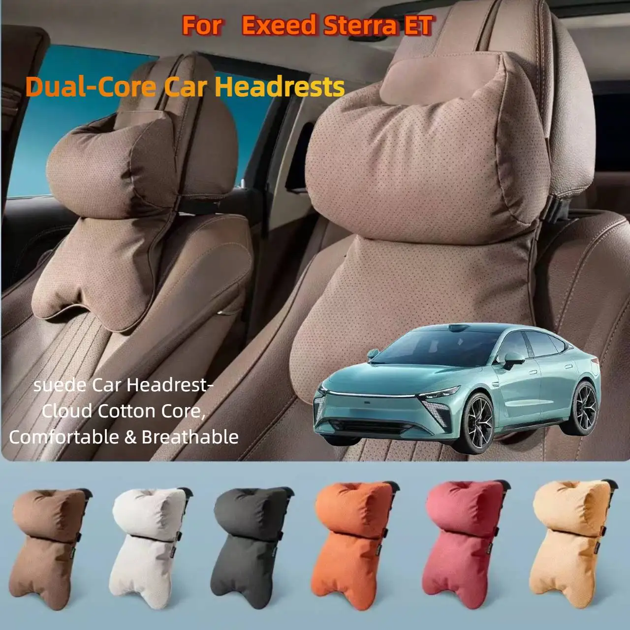 Dual-Layer Breathable Car Headrest For Exeed Sterra ET Double Layer Neck Shoulder Support 4 Seasons Univers