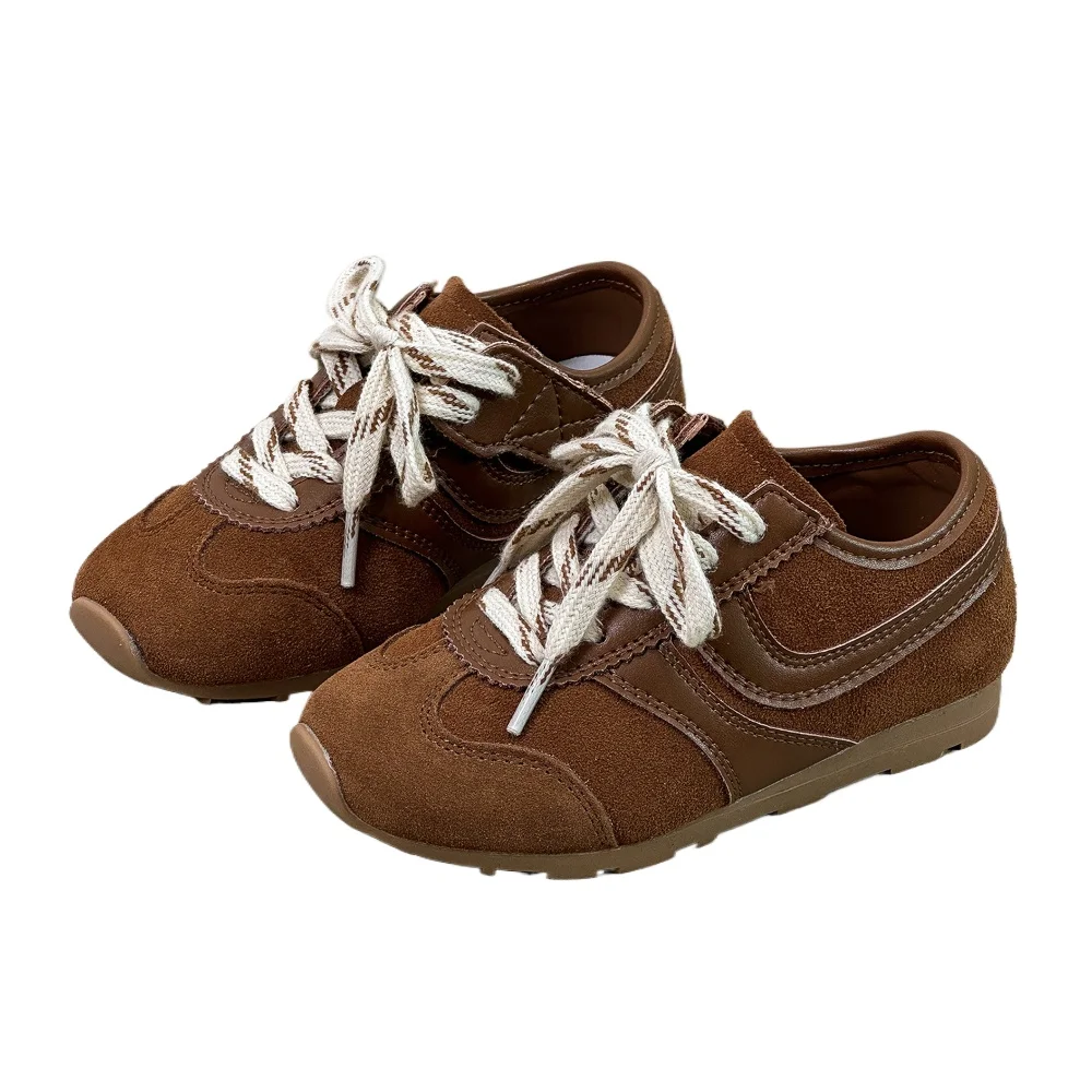 

Toddler Kid Running Tennis Trainer Boy Girl Leather Silver Suede Casual Sneakers Children Low Top Walking Designer Brown Shoes