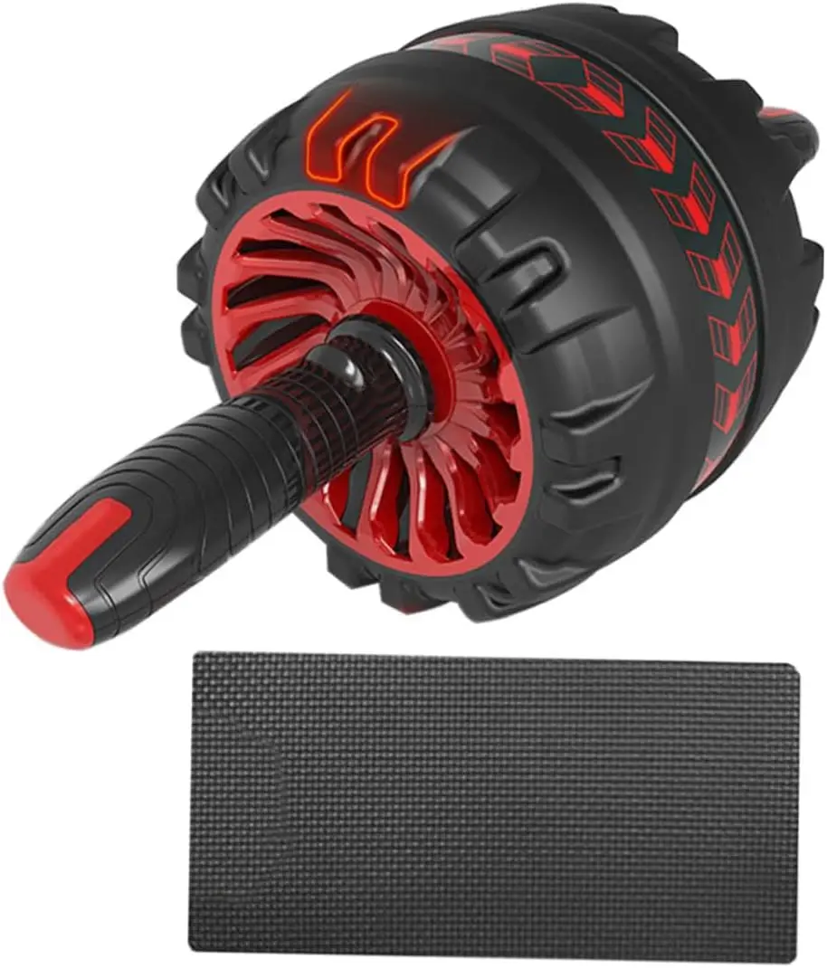Automatic Rebound Ab Roller Wheel with Quiet Grip and Knee Mat for Home Gym Core Workout and Fat Burning Fitness Training