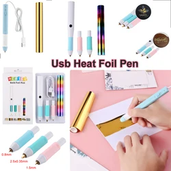 0.8/1.5/2.5/2.5*0.35MM USB Heat Foil Pen Calligraphy Tip Slim Handle with Heat-Resistant Grip Used On Paper Leather Plastic Card