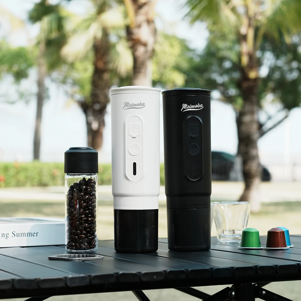 MEIMOKA Tragbare Kaffeemaschine, Espressomaschine für den Außenbereich, 20-Bar-Druck, kabellose Heizung, USB-Aufladung