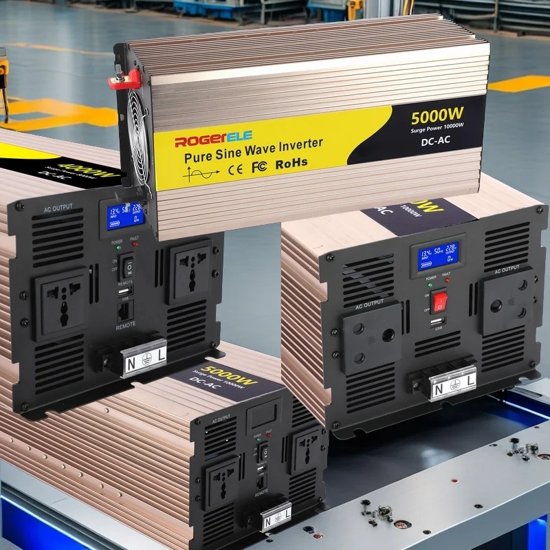 Hot Sale 5000W/5kw Pure Sine Wave Inverter 150W 12v 24v Dc 220v 110v Ac Car Power Bank & Cigarette Lighter For Solar Systems