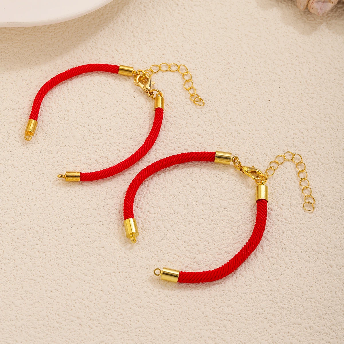 5PCS 3/4MM Adjustable Braiding Bracelets Connectors Polyamide Nylon Braiding Red Bracelet With Stainless Steel Cord End DIY Gift view 5