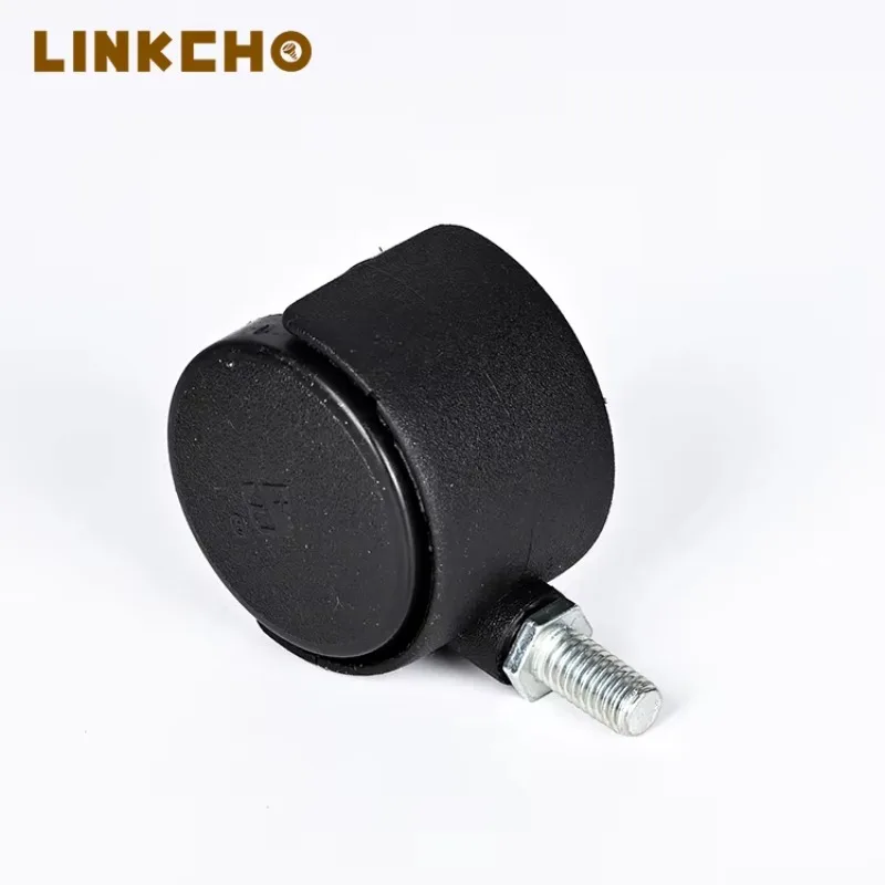 

40mm Dual Nylon Twin Wheel Central Control Swivel Casters Threaded Stem Furniture Wheels Metal Spring Pin Office Hospital Use