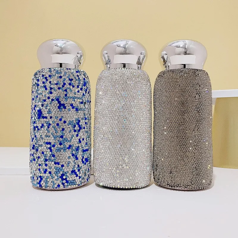 

260ml Creative Diamond Thermos Bottle Sparkling Luxurious Stainless Steel Liner Coffee Vacuum Cup Girls Women Gift Water Bottles