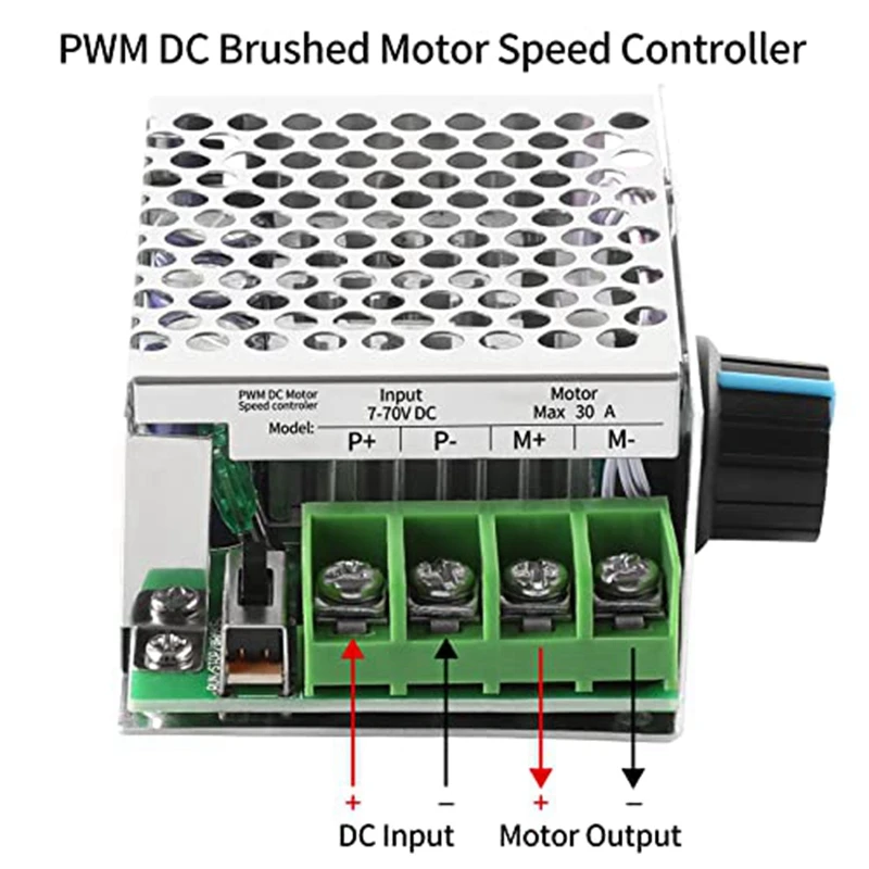 DC Motor Speed Controller PWM Controller, 7-70V 30A Adjustable PWM Motor Speed Regulator 12V 24V 36V 48V-A73M - view 4