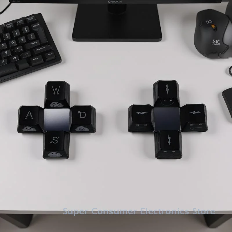 Уникальные 4 шт. колпачки для клавиш WASD со стрелками и широким освещением, совместимые с механической клавиатурой, тема эмо-мема, подходят для переключателя MX