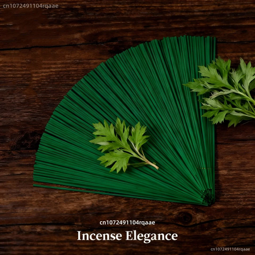 Reine natürliche Räucherstäbchen aus Sandelholz und Artemisia, 27 cm, kein Holzkern, geringer Rauch, grün, für Meditation, Yoga, Focus Home – 91/24 Stück