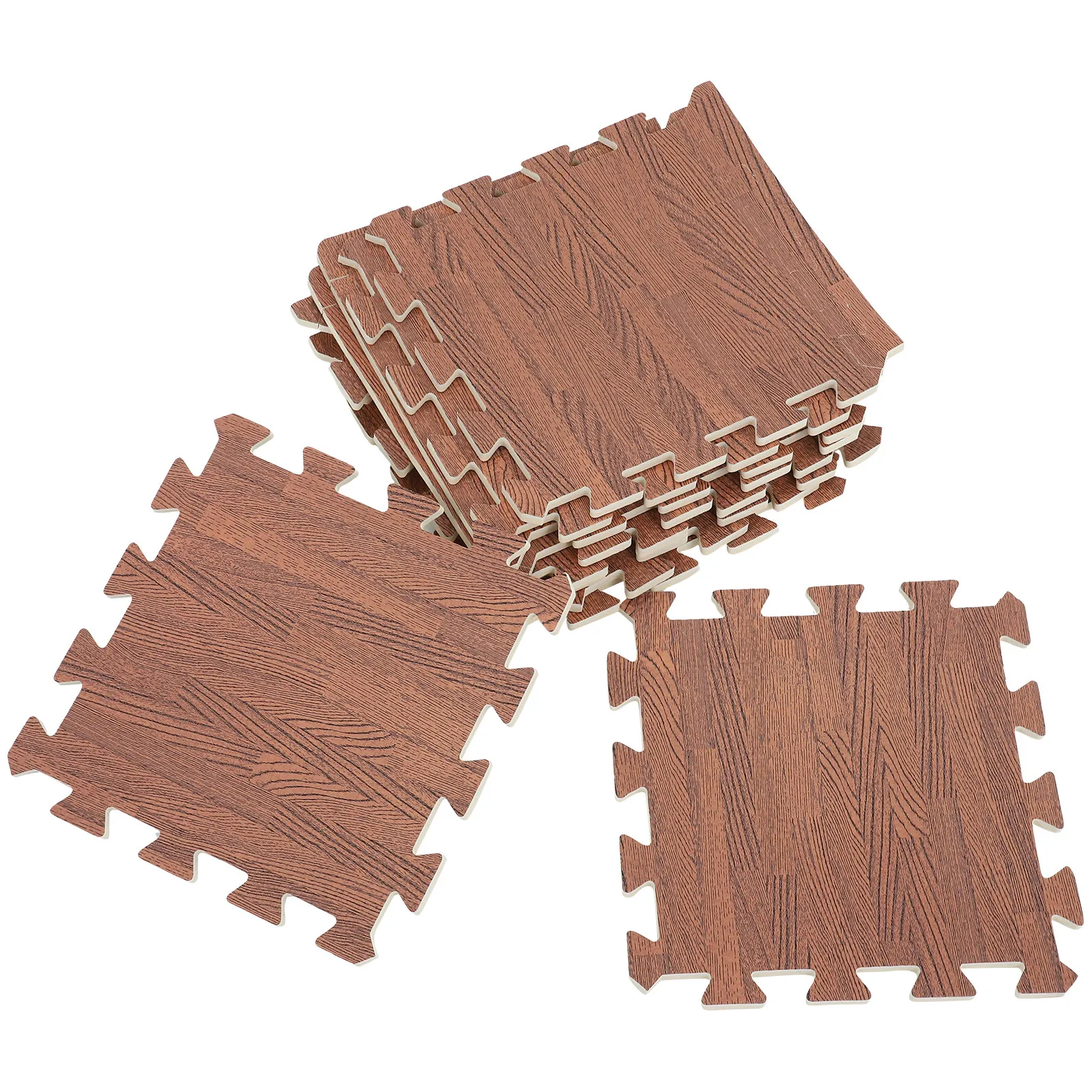 10 Pcs Brown Floor Mat Fitness Equipment Shock Absorbing Pad Puzzle Exercise Carpet Tiles Cushion