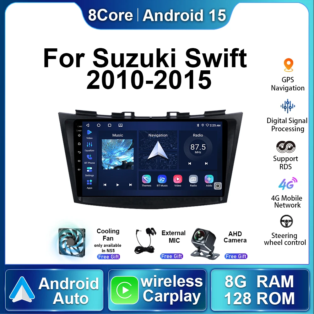 

Для Suzuki Swift 4 2010 2011-2015 Android 15 Auto CarPlay Автомобильный радиоприемник GPS Мультимедиа DSP Видеоплеер Навигация IPS Сенсорный экран
