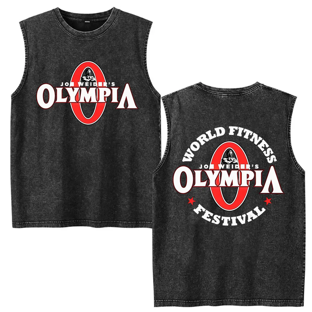 Olympia Gym Skeleton Fitness Washed Vest T-Shirts Herren Vintage Hochwertiges Baumwoll-T-Shirt Mann O-Ausschnitt Tanktop Oversized T-Shirt – Detail 2