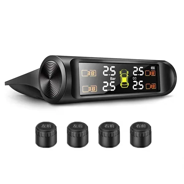 

Автомобильная система контроля давления в шинах TPMS, солнечная зарядка, HD цифровой ЖК-дисплей, автоматическая сигнализация, беспроводные внешние датчики TPMS