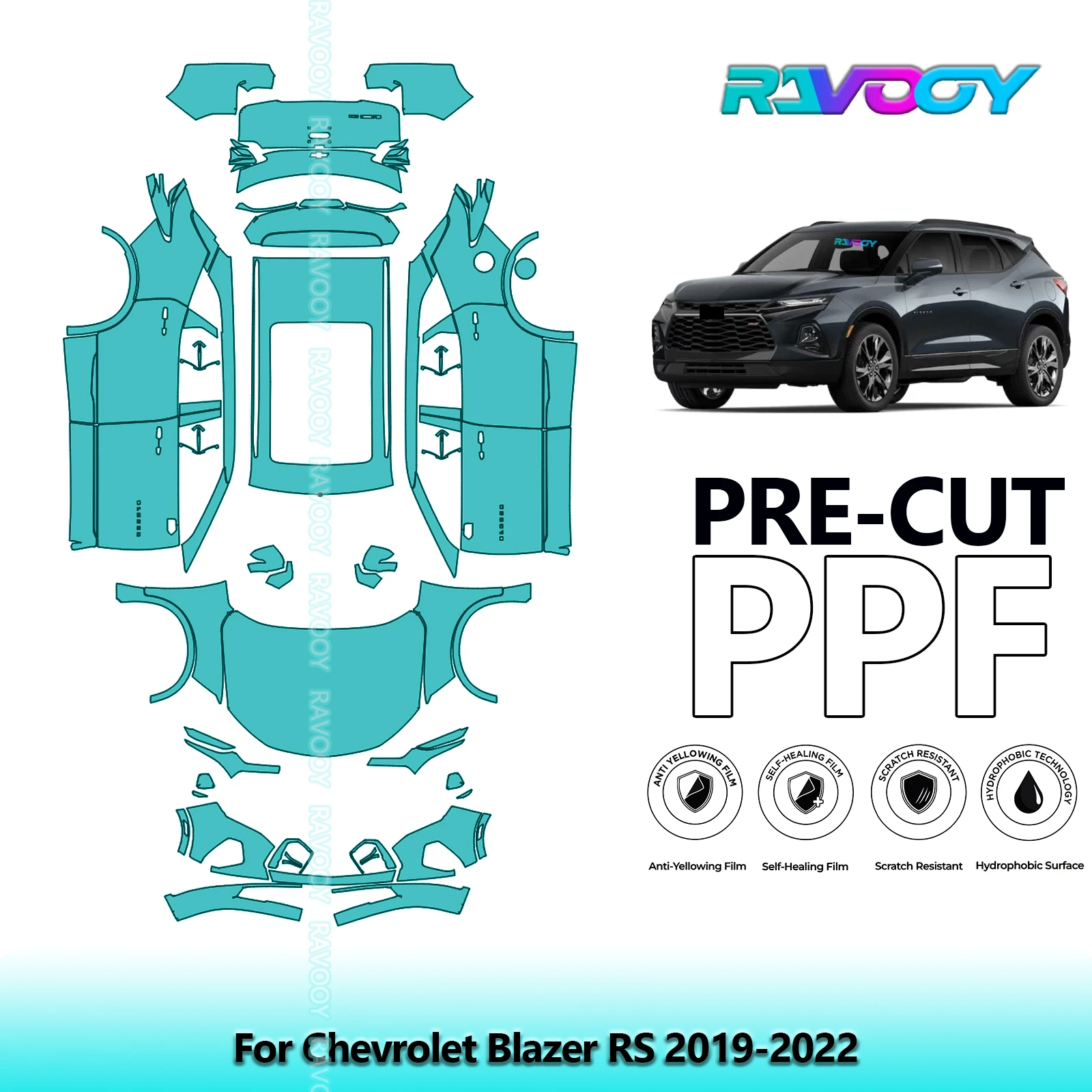 

For Chevrolet Blazer RS 2019-2022 Full Vehicle 8.5Mil Clear Bra Precut PPF Paint Protection Film