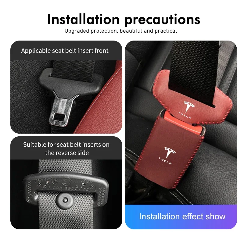 Car Seat Belt Buckle Anti-scratch Protector Cover Universal For Tesla Model 3 S X Y Roadster