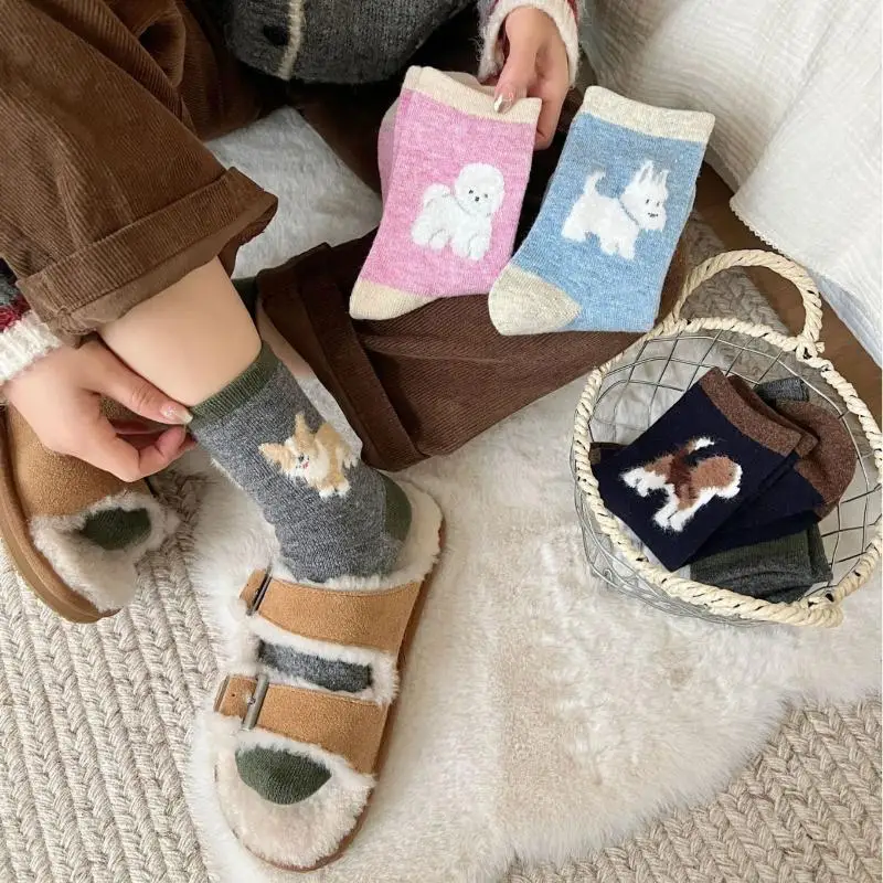 1-5-пар-кавайных-плюшевых-женских-носков-с-рисунком-собаки-забавные-носки-средней-длины-с-рисунком-щенка-осенне-зимние-повседневные-теплые-чулочно-носочные-изделия