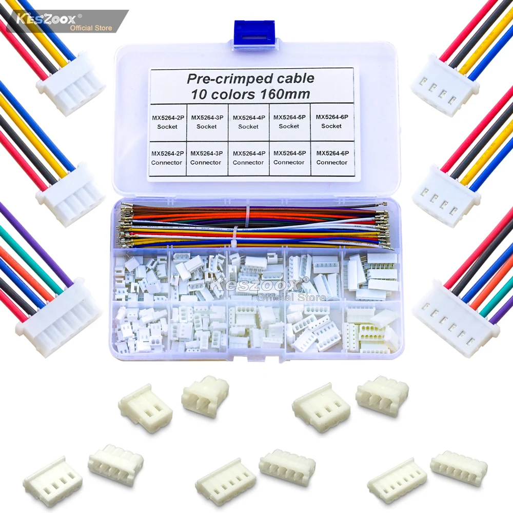 Molex 1.25/2.5/3.0/3.96/4.2mm Connectors  Male Female Connectors Housing with Pre-crimped Cable Molex Connector Kit