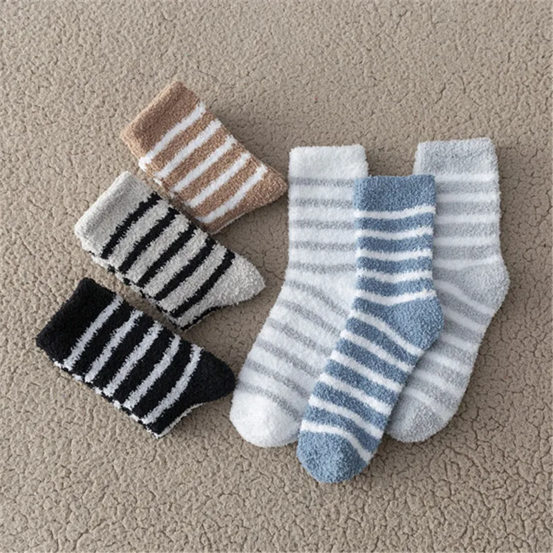 Chaussettes chaudes et épaisses pour hommes, nouvelle collection automne-hiver, décontractées à rayures, Tube central au sol