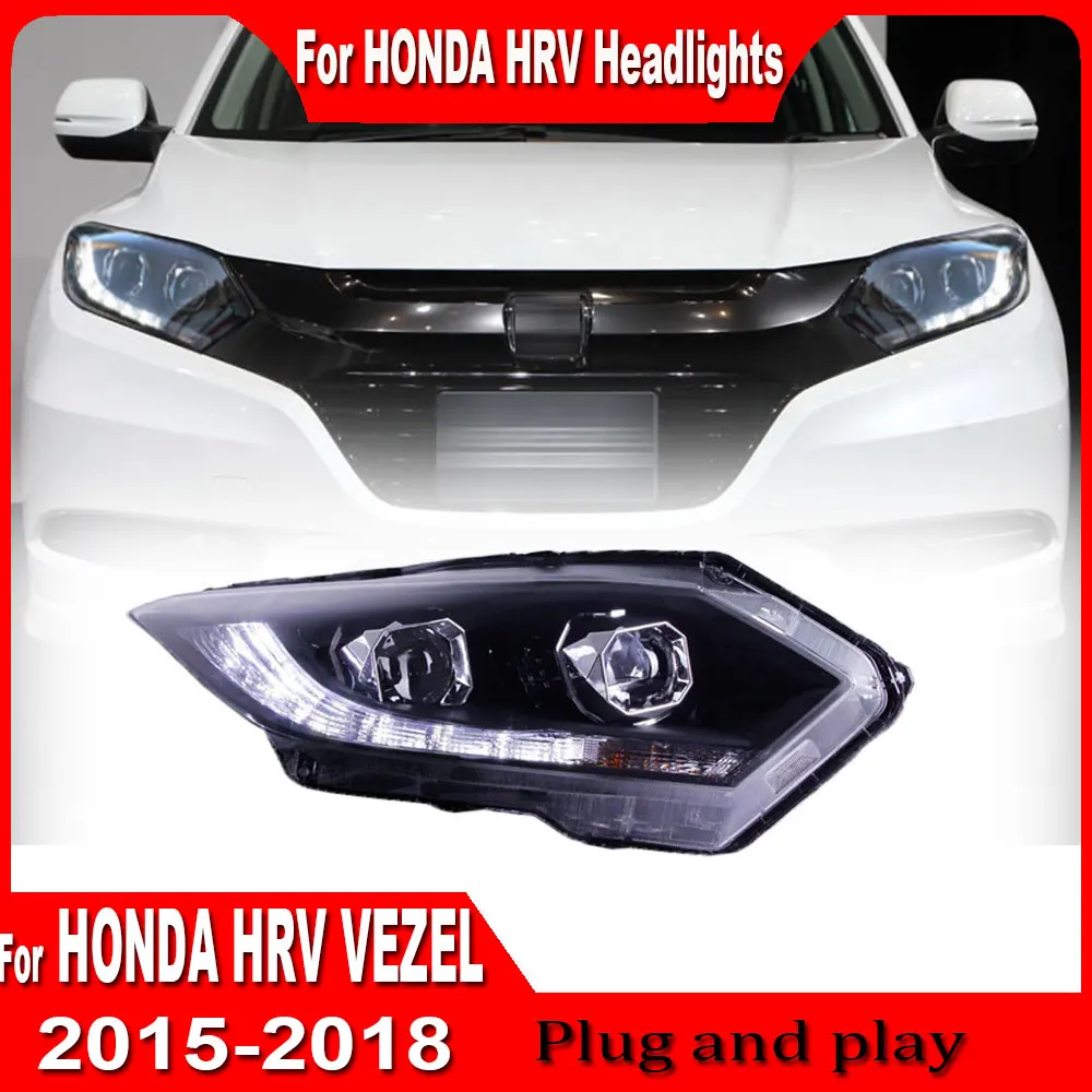 Car Headlight For Honda HR-V 2016 2017 2018 2019 Vezel Head Lamp Assembly Drl Projector Lens Auto Accessories Plug and play