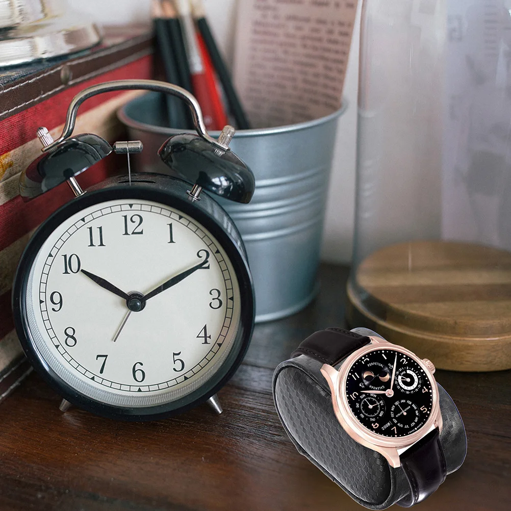 

5pcs Black Carbon Fiber PU Small Watch Pillows Cushions for Display Storage Jewelry Holder Box Container