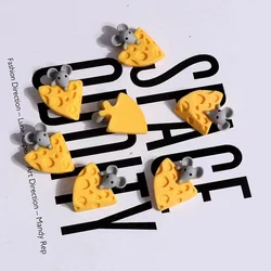 10pcs Kawaii Cheese Mouse Pendants Resin Charms Hair Jewelry Making Accessory