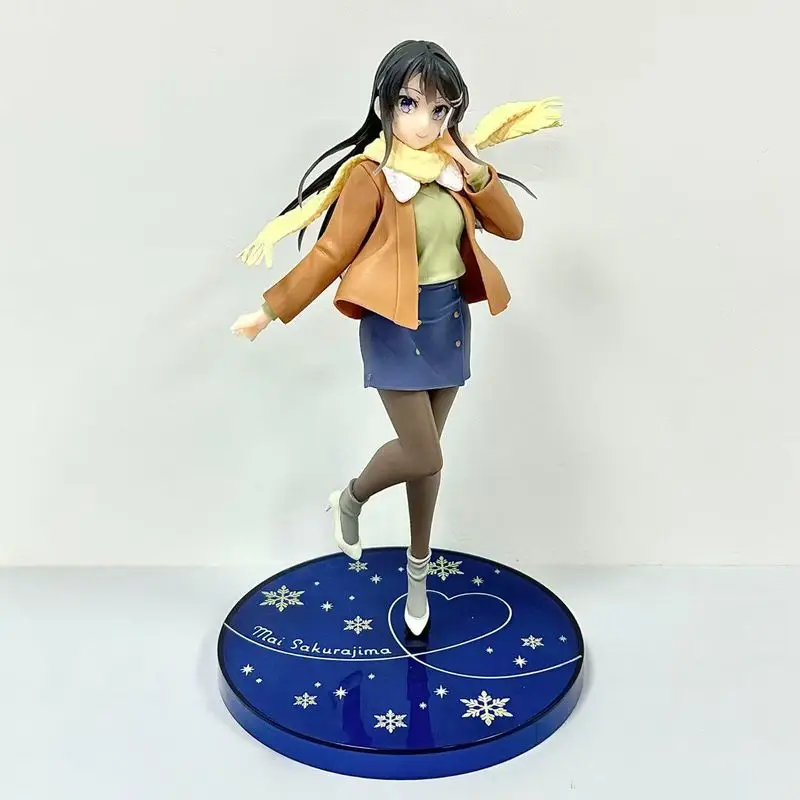 22cm Mai Sakurajima Does Not See The Bunny Girl'S Ancestors Figure Winter Clothes Sakurajima Mai Pvc Action Figure Model Toys