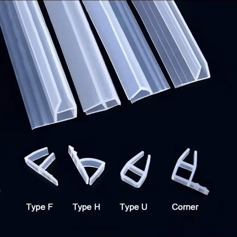 h/F/U Shape Glass Door Sealing Strips Silicone Bath Shower Stopper Balcony Door Sealing Office Draft Tape Strips Weather Window