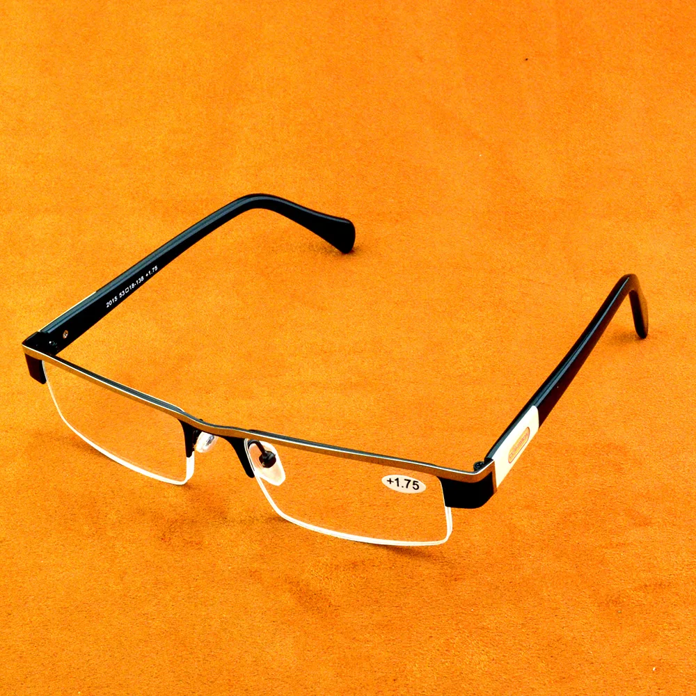 

Сверхлегкие полуоправные деловые очки для чтения для мужчин — металлические прямоугольные очки для коррекции пресбиопии с защитой от усталости +0,75 до +4 диоптрий