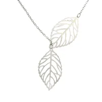 Minimalism Double Hollow Leaves Pendant Necklaces Temperament Punk Clavicle Chain Necklace Women Jewelry Gift - Image 4